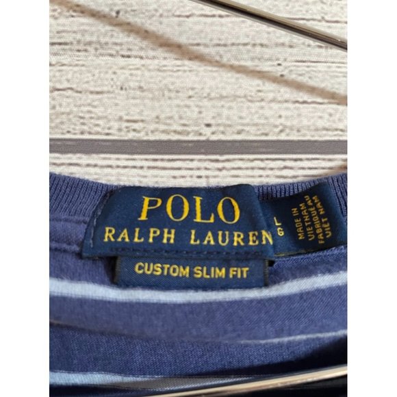 Polo Ralph Lauren - Men's Blue Stripe Logo T-Shirt - Size L - Picture 4 of 5